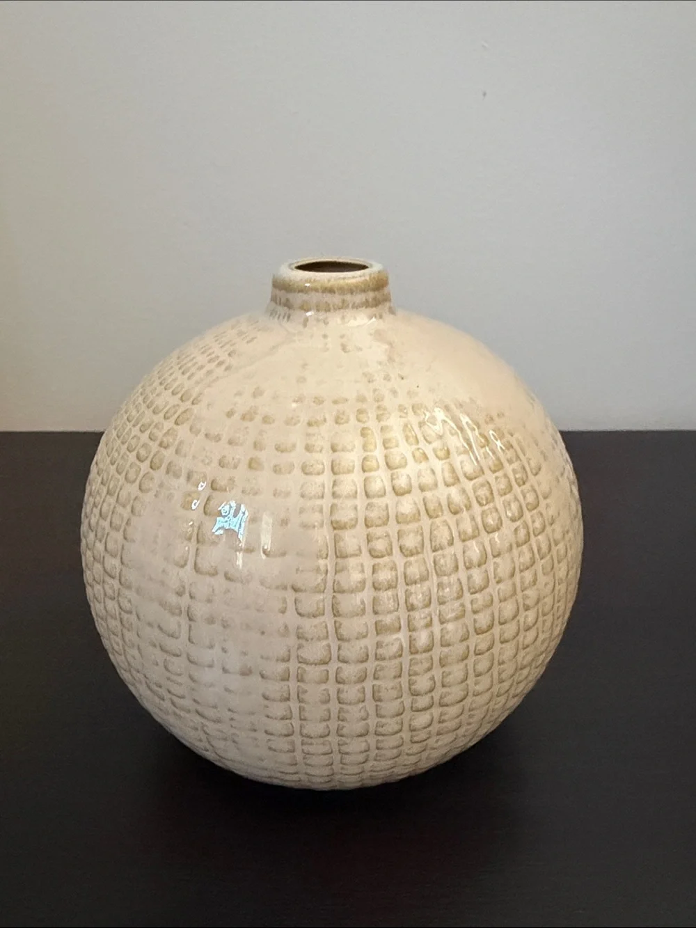 Crate and Barrel Small Round Textured Ceramic Vase
